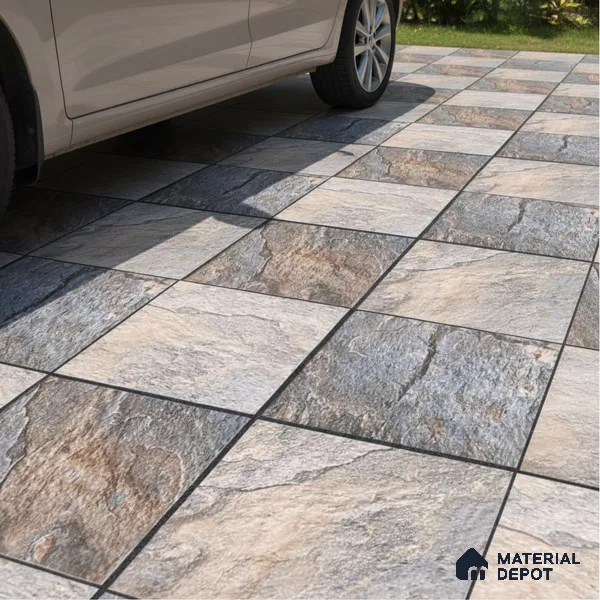 Stone Look Floor Tile TL 09370 | Matte Finish 16 x 16 inch Vitrified Tile - 12 mm | Suitable For Kitchen, Bathroom, Bedroom & Office | Pattern Alignment May Vary | 2-3 mm Spacer is Mandatory