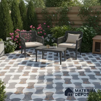 Patterned Look Floor Tile TL 09371 | Matte Finish 16 x 16 inch Vitrified Tile - 12 mm | Suitable For Kitchen, Bathroom, Bedroom & Office | Pattern Alignment May Vary | 2-3 mm Spacer is Mandatory