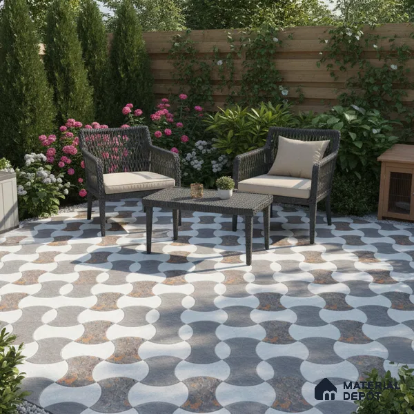 Patterned Look Floor Tile TL 09371 | Matte Finish 16 x 16 inch Vitrified Tile - 12 mm | Suitable For Kitchen, Bathroom, Bedroom & Office | Pattern Alignment May Vary | 2-3 mm Spacer is Mandatory