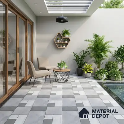 Stone Look Floor Tile TL 09372 | Matte Finish 16 x 16 inch Vitrified Tile - 12 mm | Suitable For Kitchen, Bathroom, Bedroom & Office | Pattern Alignment May Vary | 2-3 mm Spacer is Mandatory