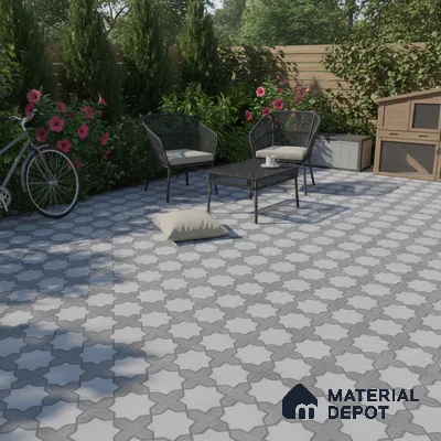 Geometric Look Floor Tile TL 09373 | Matte Finish 16 x 16 inch Vitrified Tile - 12 mm | Suitable For Kitchen, Bathroom, Bedroom & Office | Pattern Alignment May Vary | 2-3 mm Spacer is Mandatory