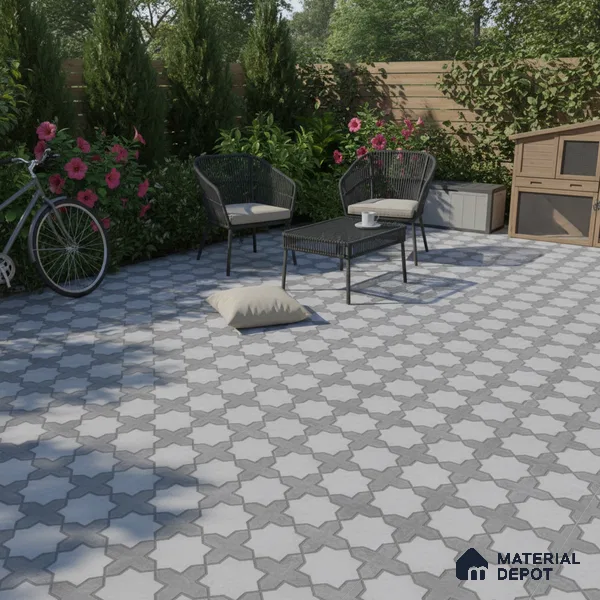 Geometric Look Floor Tile TL 09373 | Matte Finish 16 x 16 inch Vitrified Tile - 12 mm | Suitable For Kitchen, Bathroom, Bedroom & Office | Pattern Alignment May Vary | 2-3 mm Spacer is Mandatory