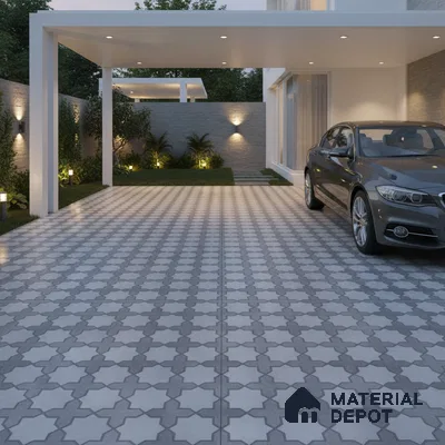 Geometric Look Floor Tile TL 09373 | Matte Finish 16 x 16 inch Vitrified Tile - 12 mm | Suitable For Kitchen, Bathroom, Bedroom & Office | Pattern Alignment May Vary | 2-3 mm Spacer is Mandatory