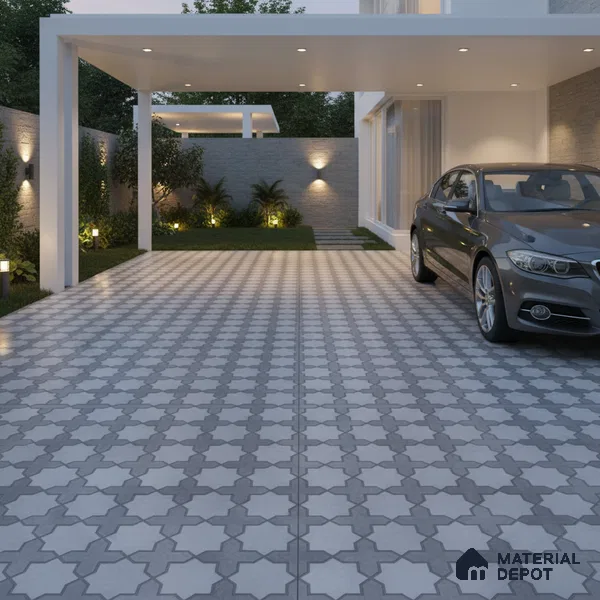 Geometric Look Floor Tile TL 09373 | Matte Finish 16 x 16 inch Vitrified Tile - 12 mm | Suitable For Kitchen, Bathroom, Bedroom & Office | Pattern Alignment May Vary | 2-3 mm Spacer is Mandatory