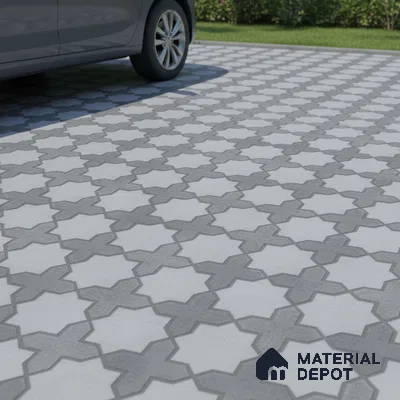 Geometric Look Floor Tile TL 09373 | Matte Finish 16 x 16 inch Vitrified Tile - 12 mm | Suitable For Kitchen, Bathroom, Bedroom & Office | Pattern Alignment May Vary | 2-3 mm Spacer is Mandatory
