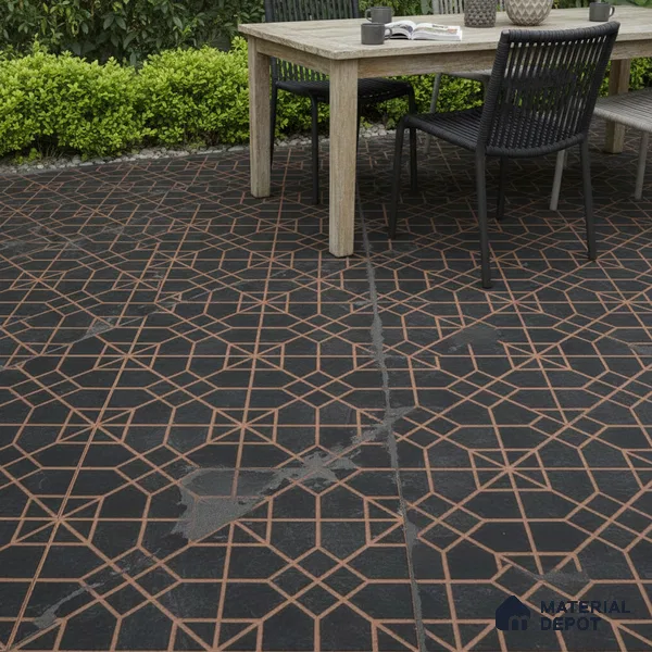 Stone Look Floor Tile TL 09374 | Matte Finish 16 x 16 inch Vitrified Tile - 12 mm | Suitable For Kitchen, Bathroom, Bedroom & Office | Pattern Alignment May Vary | 2-3 mm Spacer is Mandatory