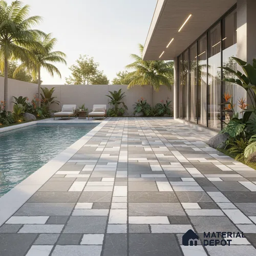 Stone Look Floor Tile TL 09375 | Matte Finish 16 x 16 inch Vitrified Tile - 12 mm | Suitable For Kitchen, Bathroom, Bedroom & Office | Pattern Alignment May Vary | 2-3 mm Spacer is Mandatory