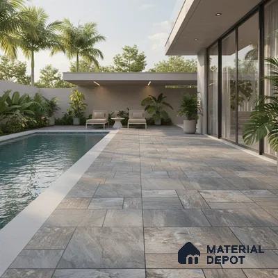 Stone Look Floor Tile TL 09376 | Matte Finish 16 x 16 inch Vitrified Tile - 12 mm | Suitable For Kitchen, Bathroom, Bedroom & Office | Pattern Alignment May Vary | 2-3 mm Spacer is Mandatory