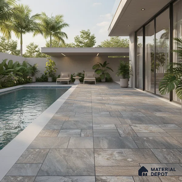 Stone Look Floor Tile TL 09376 | Matte Finish 16 x 16 inch Vitrified Tile - 12 mm | Suitable For Kitchen, Bathroom, Bedroom & Office | Pattern Alignment May Vary | 2-3 mm Spacer is Mandatory
