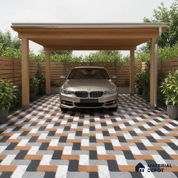 Patterned Look Floor Tile TL 09378 B | Matte Finish 16 x 16 inch Vitrified Tile - 12 mm | Suitable For Kitchen, Bathroom, Bedroom & Office | Pattern Alignment May Vary | 2-3 mm Spacer is Mandatory