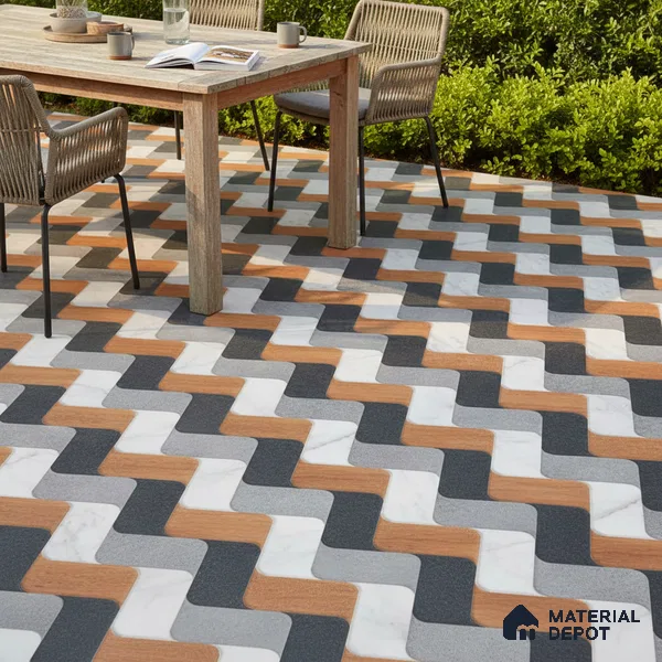 Patterned Look Floor Tile TL 09378 B | Matte Finish 16 x 16 inch Vitrified Tile - 12 mm | Suitable For Kitchen, Bathroom, Bedroom & Office | Pattern Alignment May Vary | 2-3 mm Spacer is Mandatory