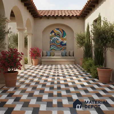 Patterned Look Floor Tile TL 09378 B | Matte Finish 16 x 16 inch Vitrified Tile - 12 mm | Suitable For Kitchen, Bathroom, Bedroom & Office | Pattern Alignment May Vary | 2-3 mm Spacer is Mandatory