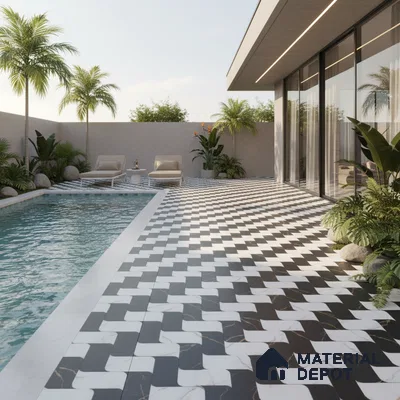 Patterned Look Floor Tile TL 09378 | Matte Finish 16 x 16 inch Vitrified Tile - 12 mm | Suitable For Kitchen, Bathroom, Bedroom & Office | Pattern Alignment May Vary | 2-3 mm Spacer is Mandatory