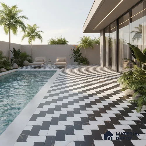 Patterned Look Floor Tile TL 09378 | Matte Finish 16 x 16 inch Vitrified Tile - 12 mm | Suitable For Kitchen, Bathroom, Bedroom & Office | Pattern Alignment May Vary | 2-3 mm Spacer is Mandatory