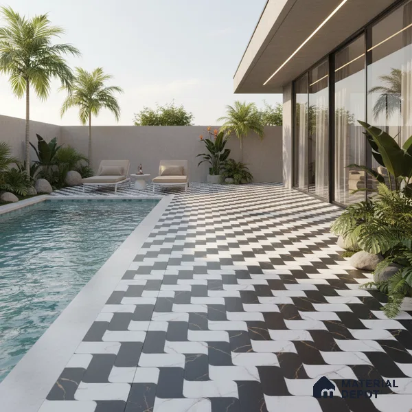 Patterned Look Floor Tile TL 09378 | Matte Finish 16 x 16 inch Vitrified Tile - 12 mm | Suitable For Kitchen, Bathroom, Bedroom & Office | Pattern Alignment May Vary | 2-3 mm Spacer is Mandatory