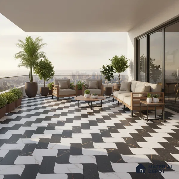 Patterned Look Floor Tile TL 09378 | Matte Finish 16 x 16 inch Vitrified Tile - 12 mm | Suitable For Kitchen, Bathroom, Bedroom & Office | Pattern Alignment May Vary | 2-3 mm Spacer is Mandatory