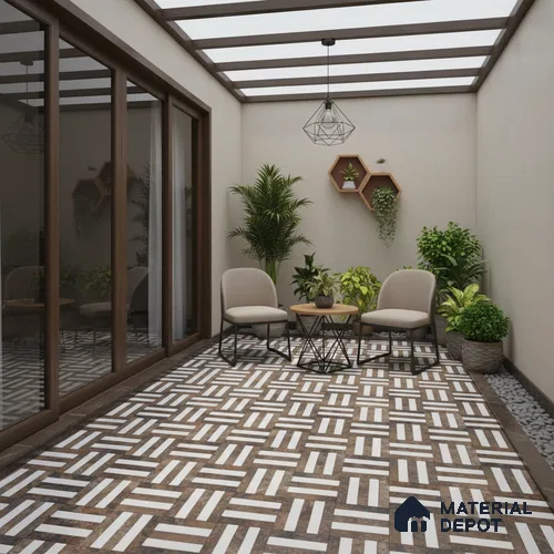 Patterned Look Floor Tile TL 09379 | Matte Finish 16 x 16 inch Vitrified Tile - 12 mm | Suitable For Kitchen, Bathroom, Bedroom & Office | Pattern Alignment May Vary | 2-3 mm Spacer is Mandatory