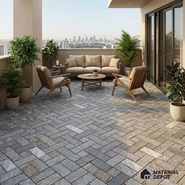 Stone Look Floor Tile TL 09382 | Matte Finish 16 x 16 inch Vitrified Tile - 12 mm | Suitable For Kitchen, Bathroom, Bedroom & Office | Pattern Alignment May Vary | 2-3 mm Spacer is Mandatory