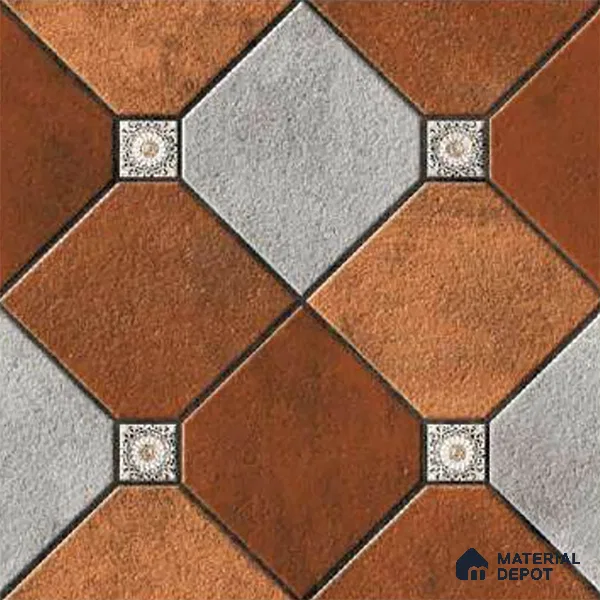 Patterned Look Floor Tile TL 09383 B | Matte Finish 16 x 16 inch Vitrified Tile - 12 mm | Suitable For Kitchen, Bathroom, Bedroom & Office | Pattern Alignment May Vary | 2-3 mm Spacer is Mandatory