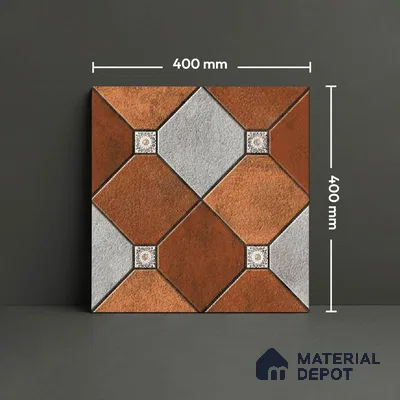 Patterned Look Floor Tile TL 09383 B | Matte Finish 16 x 16 inch Vitrified Tile - 12 mm | Suitable For Kitchen, Bathroom, Bedroom & Office | Pattern Alignment May Vary | 2-3 mm Spacer is Mandatory
