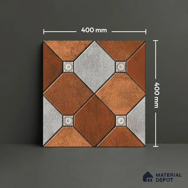 Patterned Look Floor Tile TL 09383 B | Matte Finish 16 x 16 inch Vitrified Tile - 12 mm | Suitable For Kitchen, Bathroom, Bedroom & Office | Pattern Alignment May Vary | 2-3 mm Spacer is Mandatory