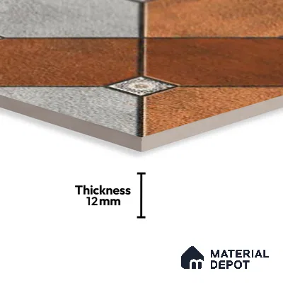 Patterned Look Floor Tile TL 09383 B | Matte Finish 16 x 16 inch Vitrified Tile - 12 mm | Suitable For Kitchen, Bathroom, Bedroom & Office | Pattern Alignment May Vary | 2-3 mm Spacer is Mandatory