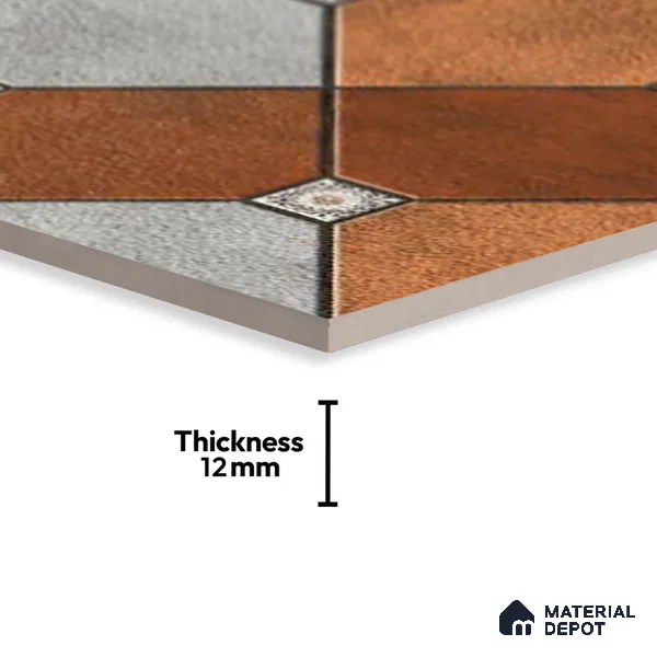 Patterned Look Floor Tile TL 09383 B | Matte Finish 16 x 16 inch Vitrified Tile - 12 mm | Suitable For Kitchen, Bathroom, Bedroom & Office | Pattern Alignment May Vary | 2-3 mm Spacer is Mandatory