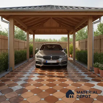 Patterned Look Floor Tile TL 09383 B | Matte Finish 16 x 16 inch Vitrified Tile - 12 mm | Suitable For Kitchen, Bathroom, Bedroom & Office | Pattern Alignment May Vary | 2-3 mm Spacer is Mandatory