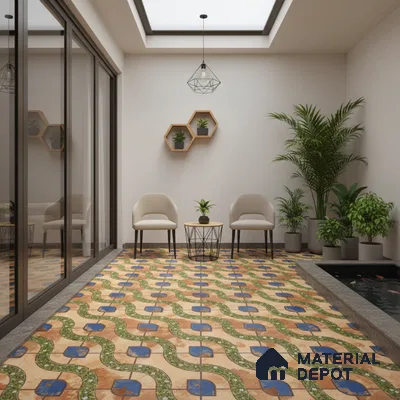Patterned Look Floor Tile TL 09384 | Matte Finish 16 x 16 inch Vitrified Tile - 12 mm | Suitable For Kitchen, Bathroom, Bedroom & Office | Pattern Alignment May Vary | 2-3 mm Spacer is Mandatory