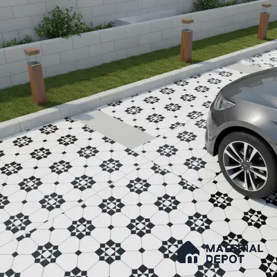 Moroccan Look Floor Tile TL 09386 | Matte Finish 16 x 16 inch Vitrified Tile - 12 mm | Suitable For Kitchen, Bathroom, Bedroom & Office | Pattern Alignment May Vary | 2-3 mm Spacer is Mandatory
