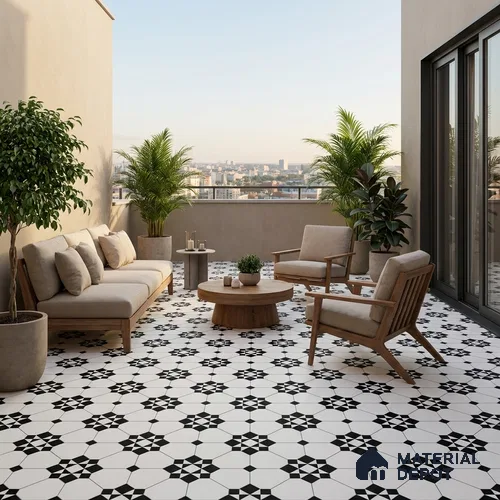 Moroccan Look Floor Tile TL 09386 | Matte Finish 16 x 16 inch Vitrified Tile - 12 mm | Suitable For Kitchen, Bathroom, Bedroom & Office | Pattern Alignment May Vary | 2-3 mm Spacer is Mandatory
