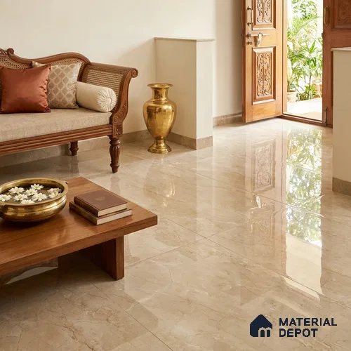 Marble Floor & Wall Tile TL 09387 Breccia Aurora 6 ft x 4 ft Carving Glossy Finish Vitrified Large Format Tile - 9 mm | Suitable for Living Room, Bedroom, Bathroom | Adhesive and Spacers Must be Used During Installation