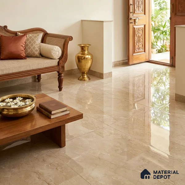 Marble Floor & Wall Tile TL 09387 Breccia Aurora 6 ft x 4 ft Carving Glossy Finish Vitrified Large Format Tile - 9 mm | Suitable for Living Room, Bedroom, Bathroom | Adhesive and Spacers Must be Used During Installation
