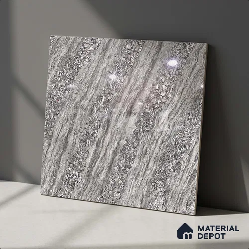 Stone Look Floor Tile TL 09388 | Glossy Finish 2 ft x 2 ft Vitrified Tile - 8 mm | Suitable For Kitchen, Bathroom, Bedroom & Office
