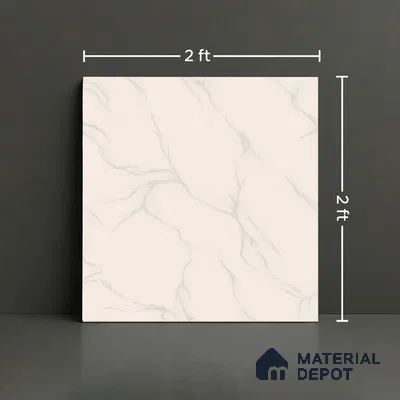 Stone Look Floor Tile TL 09394 | Glossy Finish 2 ft x 2 ft Vitrified Tile - 9 mm | Suitable For Kitchen, Bathroom, Bedroom & Office