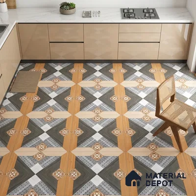 Wood Look Floor Tile TL 09396 | Matte Finish 2 ft x 2 ft Vitrified Tile - 9 mm | Suitable For Kitchen, Bathroom, Bedroom & Office