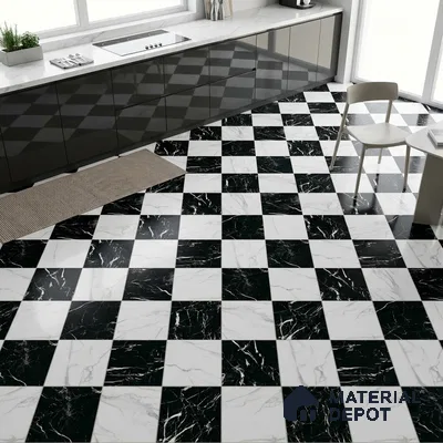 Marble Look Floor Tile TL 09398 | Matte Finish 2 ft x 2 ft Vitrified Tile - 12 mm | Suitable For Kitchen, Bathroom, Bedroom & Office