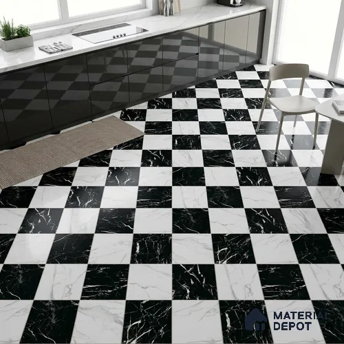 Marble Look Floor Tile TL 09398 | Matte Finish 2 ft x 2 ft Vitrified Tile - 12 mm | Suitable For Kitchen, Bathroom, Bedroom & Office