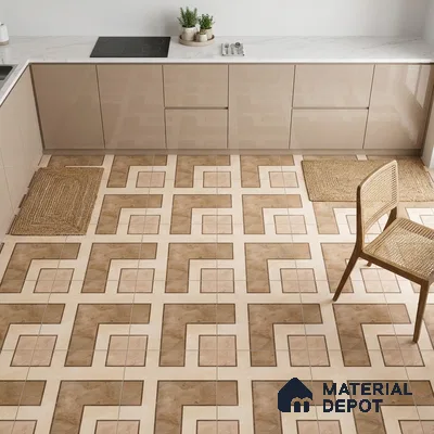 Patterned Look Floor Tile TL 09399 B | Matte Finish 2 ft x 2 ft Vitrified Tile - 12 mm | Suitable For Kitchen, Bathroom, Bedroom & Office | Please Expect a Slight Variation of Pattern