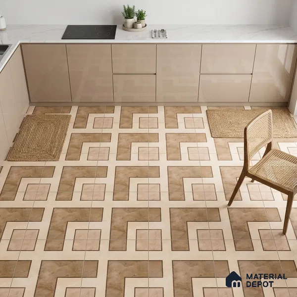 Patterned Look Floor Tile TL 09399 B | Matte Finish 2 ft x 2 ft Vitrified Tile - 12 mm | Suitable For Kitchen, Bathroom, Bedroom & Office | Please Expect a Slight Variation of Pattern