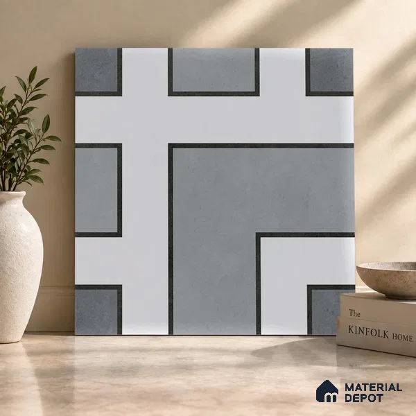 Moroccan Look Floor Tile TL 09399 | Matte Finish 2 ft x 2 ft Vitrified Tile - 12 mm | Suitable For Balcony, Bathroom, Dining Area | Please Expect a Slight Variation of Pattern