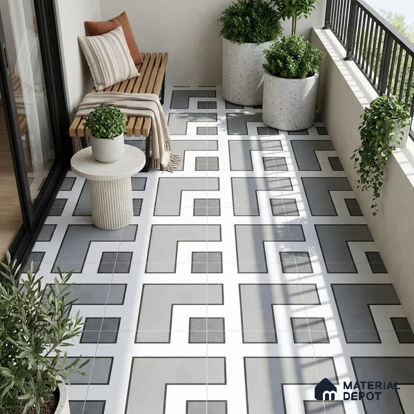 Moroccan Look Floor Tile TL 09399 | Matte Finish 2 ft x 2 ft Vitrified Tile - 12 mm | Suitable For Balcony, Bathroom, Dining Area | Please Expect a Slight Variation of Pattern