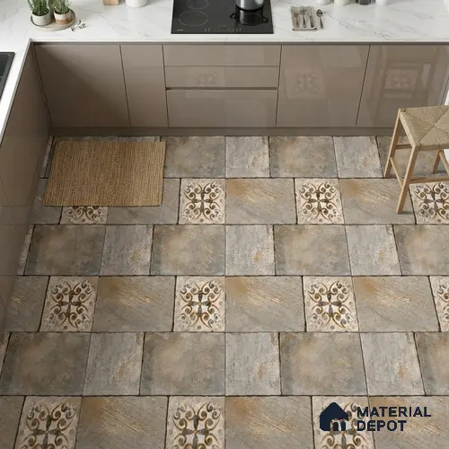 Stone Look Floor Tile TL 09400 B | Matte Finish 2 ft x 2 ft Vitrified Tile - 12 mm | Suitable For Kitchen, Bathroom, Bedroom & Office