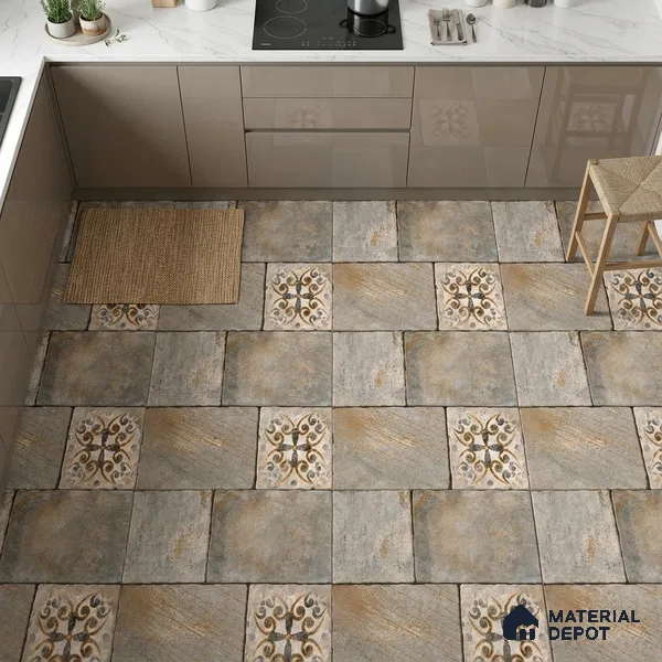 Stone Floor Tile TL 09400 B Canyon Oak 2 ft x 2 ft Matte Finish Anti Skid Vitrified Tile - 12 mm | Suitable for Balcony, Terrace & Coutyard