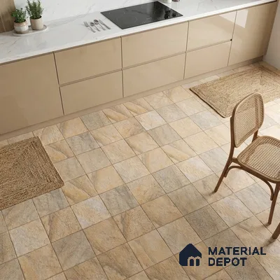 Stone Floor Tile TL 09401 Ashen Rock 2 ft x 2 ft Matte Finish Anti Skid Vitrified Tile - 12 mm | Suitable for Balcony, Terrace & Coutyard