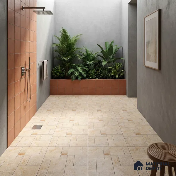 Stone Floor Tile TL 09404 C Canyon Oak 2 ft x 2 ft Matte Finish Anti Skid Vitrified Tile - 12 mm | Suitable for Balcony, Terrace & Coutyard