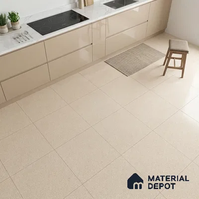 Stone Floor Tile TL 09408 D Stonex Ivory 2 ft x 2 ft Matte Finish Porcelain Tile - 9 mm  | Suitable For Bathroom, Terrace & Balcony