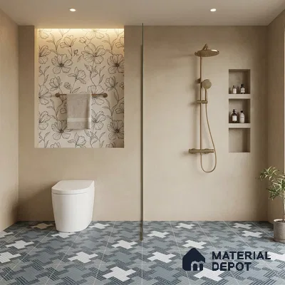 Patterned Floor Tile TL 09418 | Matte Finish 20 x 20 inch Vitrified Tile - 12 mm | Suitable For Parking, Courtyard, Corridor | Pattern Alignment May Vary | 2-3 mm Spacer is Mandatory