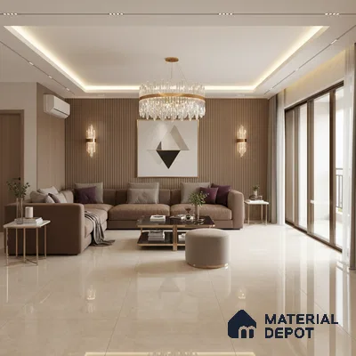 Marble Look Floor & Wall Tile TL 09439 | Glossy Finish 6 ft x 4 ft Vitrified Tile - 15 mm | Suitable For Kitchen, Bathroom, Bedroom & Office | Adhesive and Spacers Must be Used During Installation
