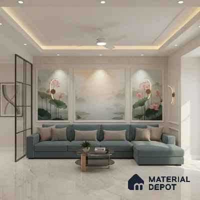 Budget Friendly Large Format Marble Floor Tile TL 09440 Anila Crema Glossy Finish Vitrified Tile - 15 mm | Suitable for Living Room, Bedroom, Office | Adhesive and Spacers Must be Used During Installation